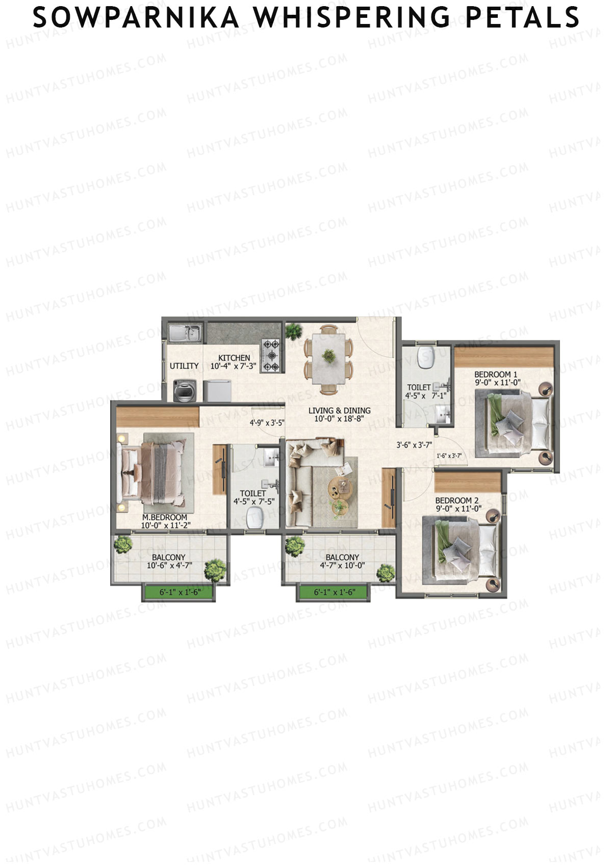 Sowparnika Whispering Petals Tower 1 Unit 17 (Type 2) Floor Plan