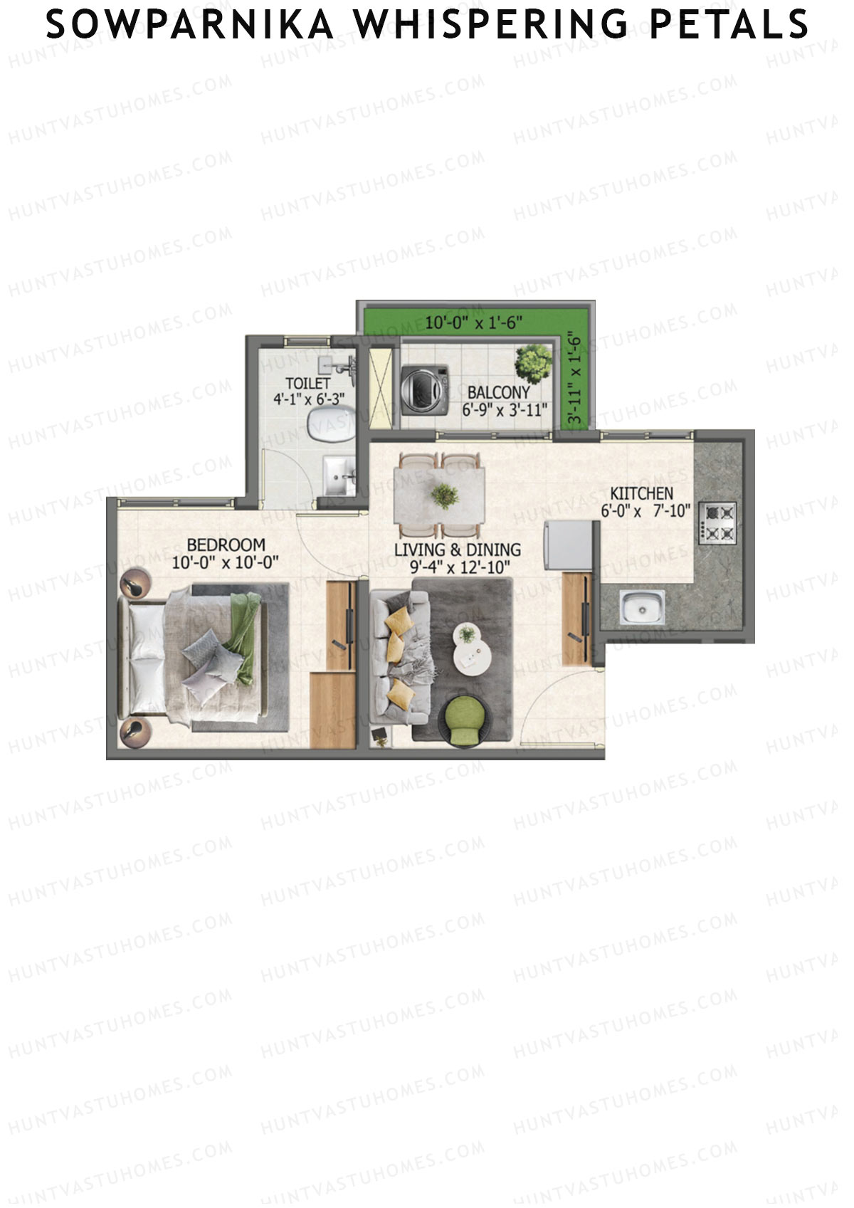 Sowparnika Whispering Petals Tower 1 Unit 5 (Type 1) Floor Plan