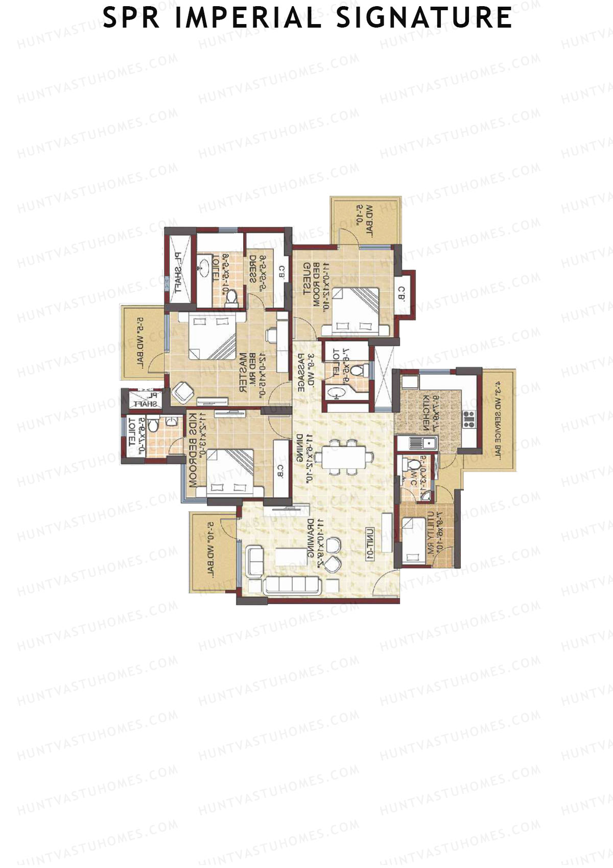 SPR Imperial Signature, Imperial, Unit 2, 3BHK, Super Area 2155   sq ft 