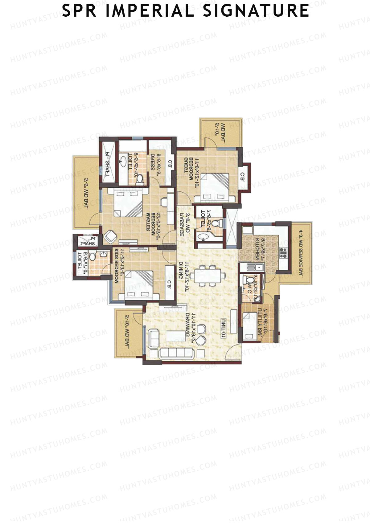 SPR Imperial Signature, Imperial, Unit 2, 3BHK, Super Area 2194   sq ft 