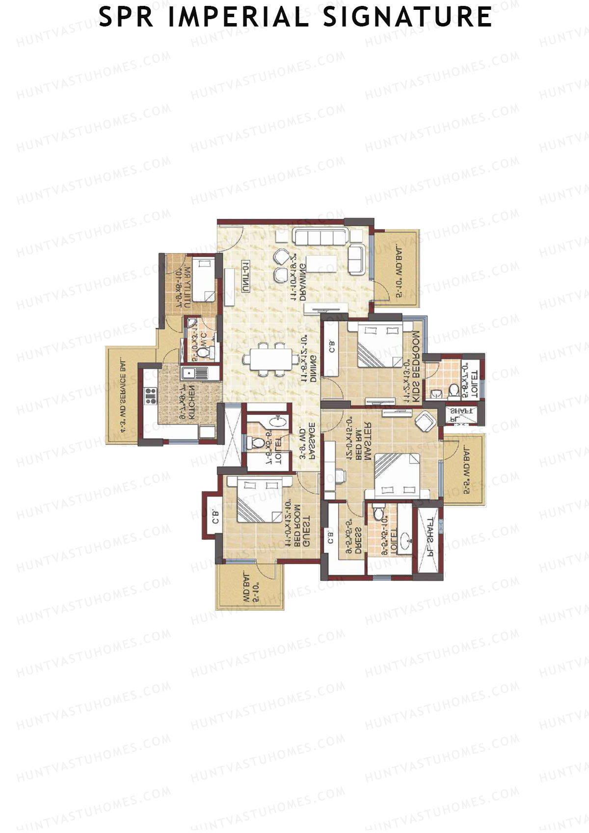 SPR Imperial Signature, Imperial, Unit 4, 3BHK, Super Area 2155   sq ft 
