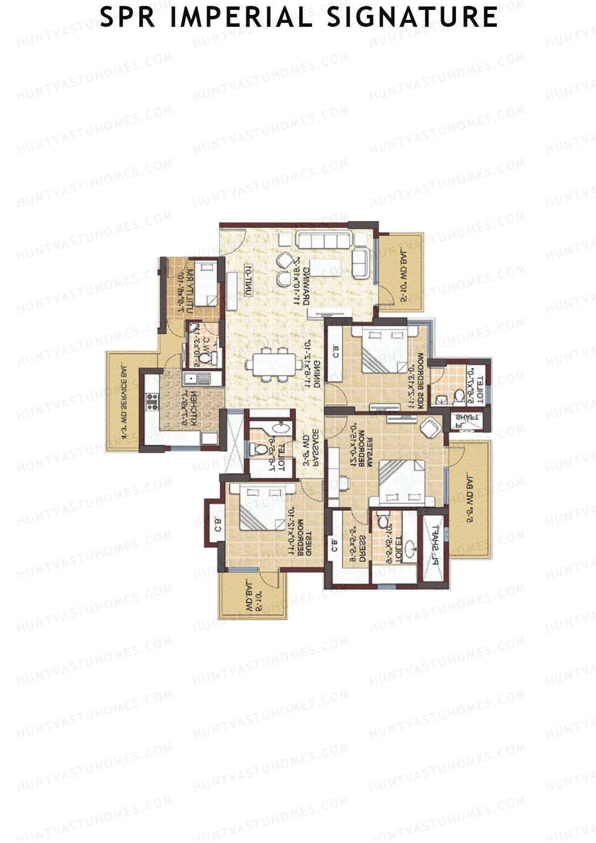 SPR Imperial Signature, Imperial, Unit 4, 3BHK, Super Area 2194   sq ft 