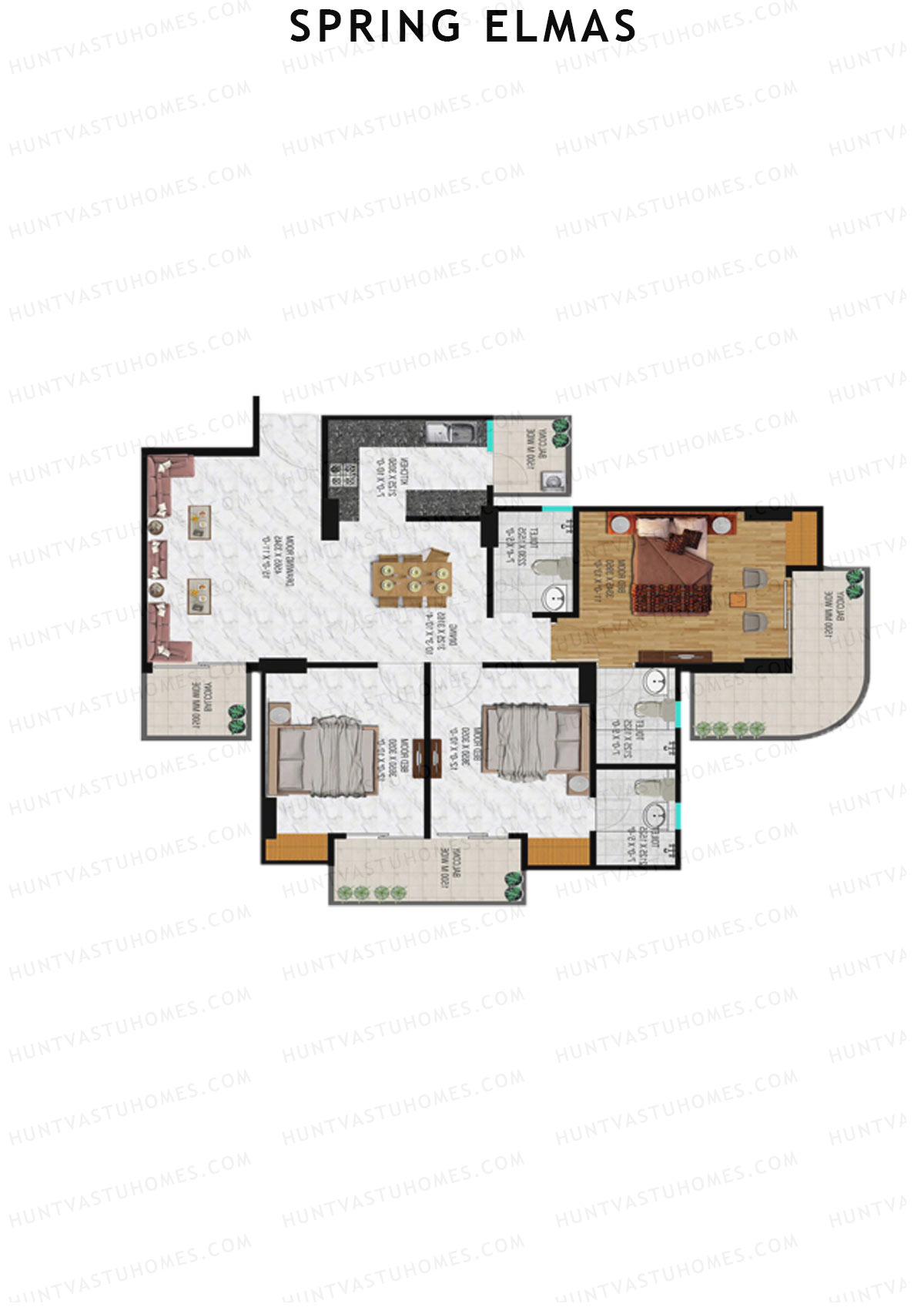 Spring Elmas Tower B Unit 1 (Type 5) Floor Plan