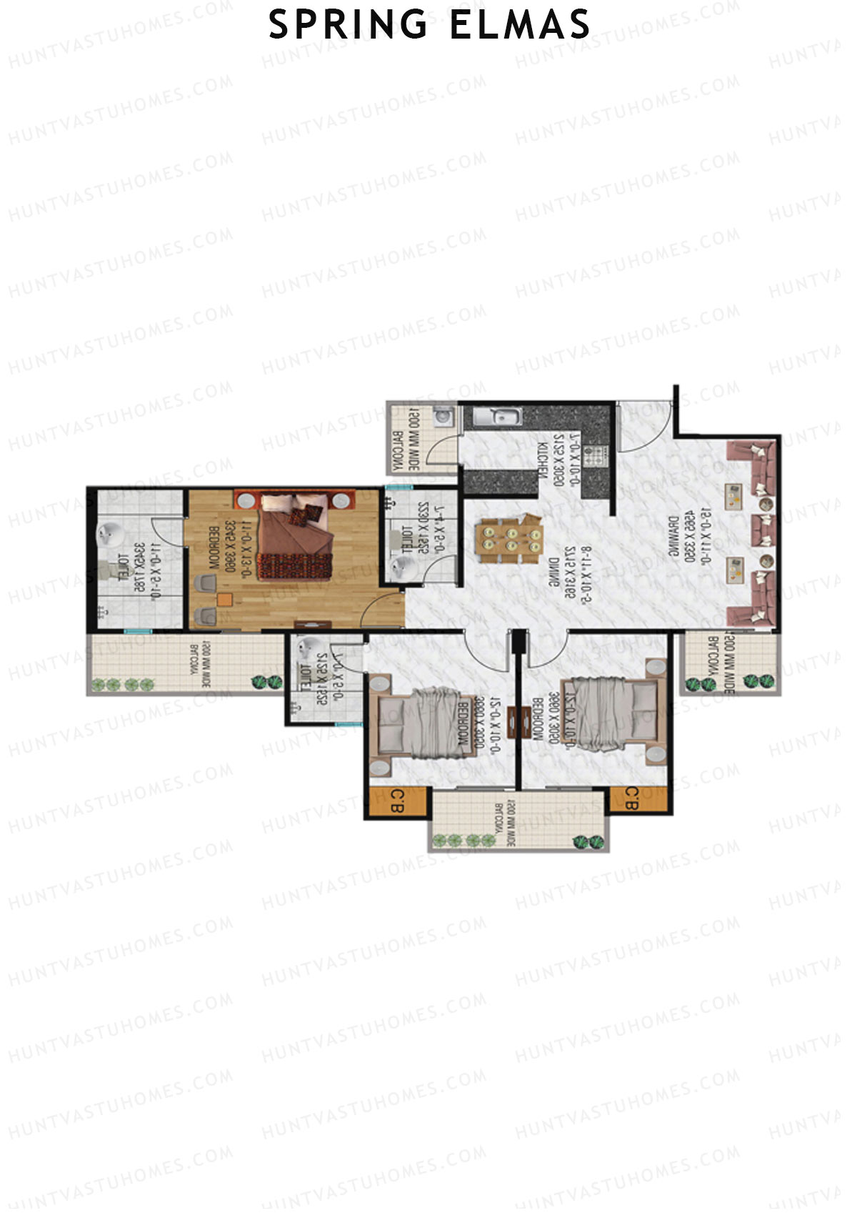 Spring Elmas Tower B Unit 2 (Type 4) Floor Plan