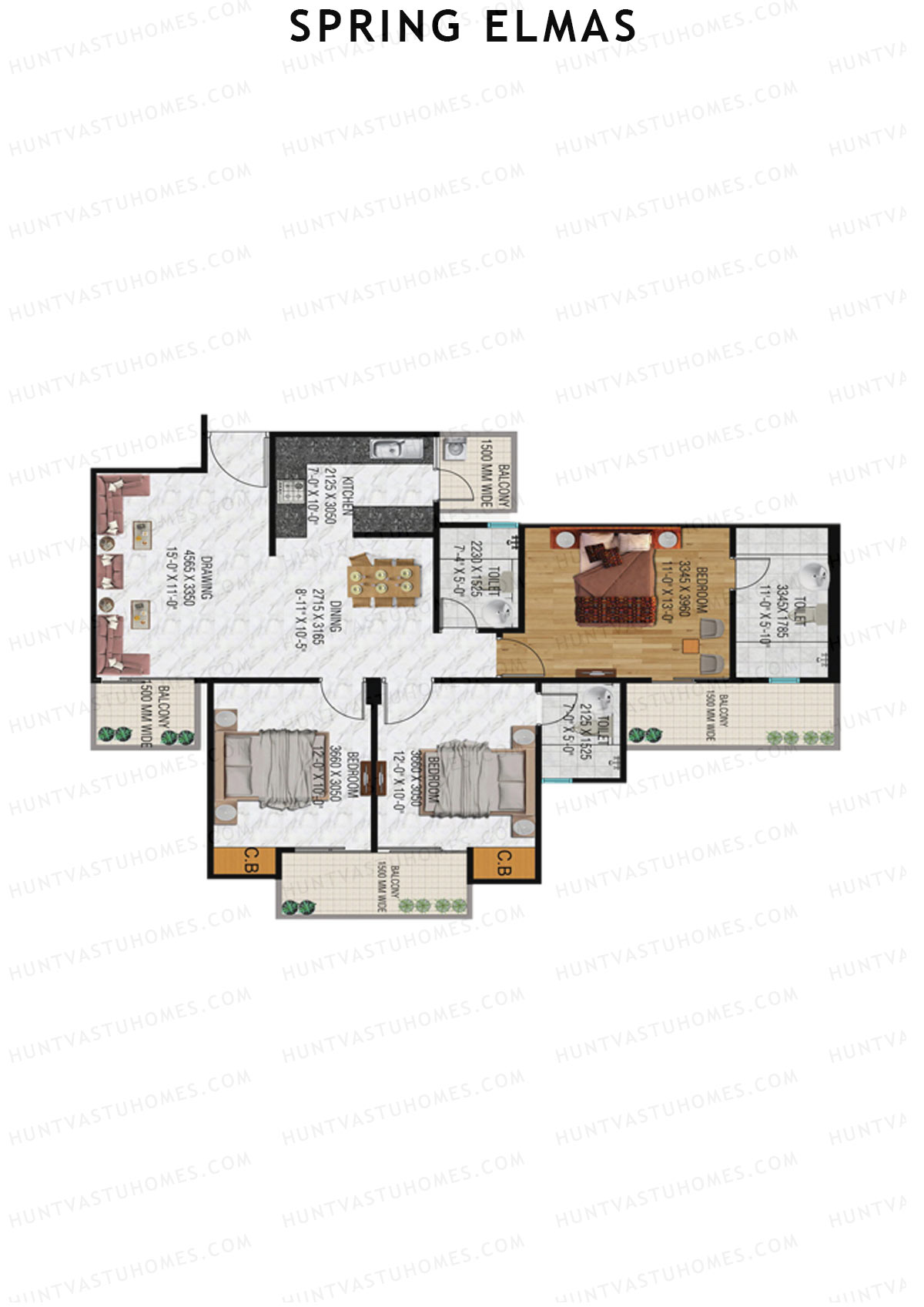 Spring Elmas Tower C Unit 1 (Type 4) Floor Plan