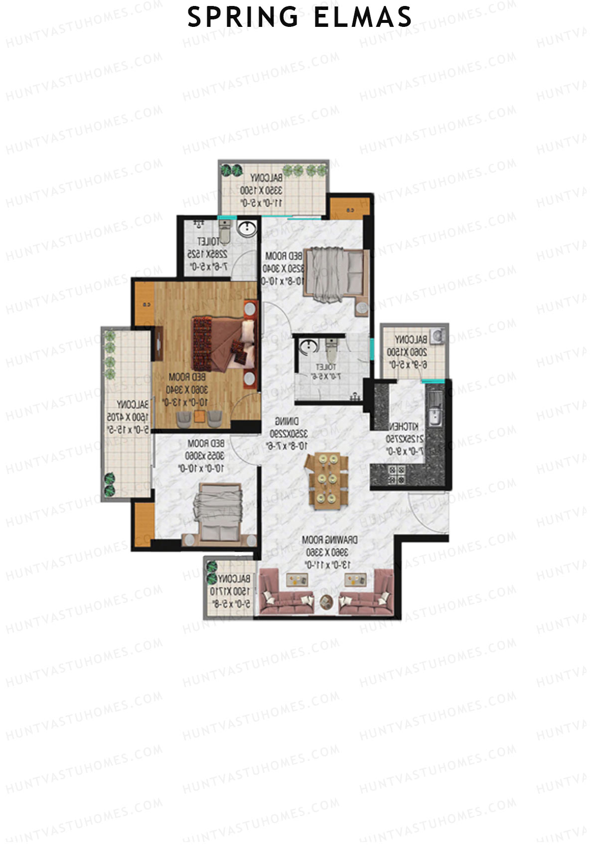 Spring Elmas Tower C Unit 3 (Type 6) Floor Plan