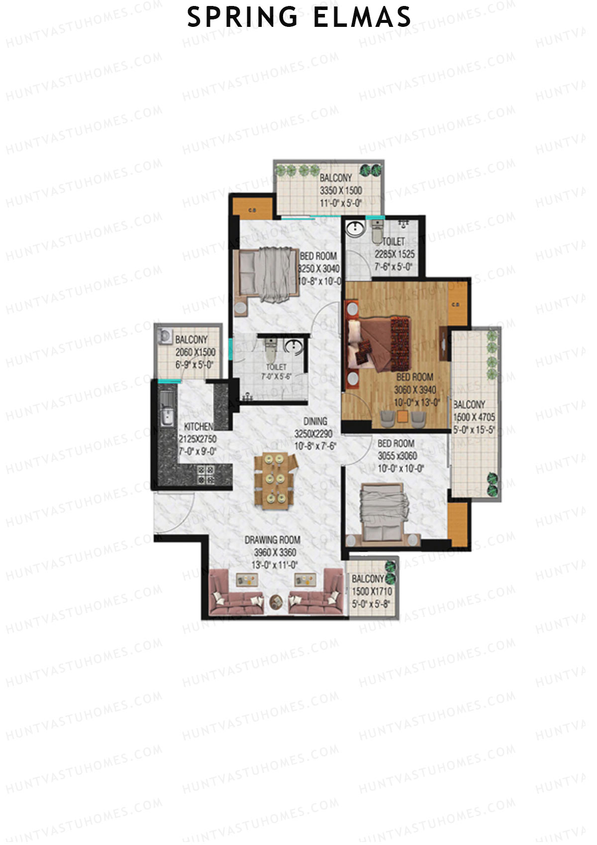 Spring Elmas Tower C Unit 4 (Type 6) Floor Plan