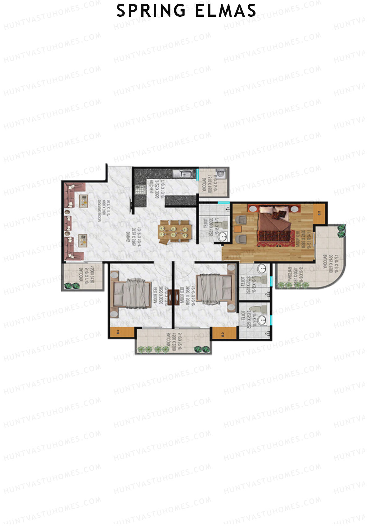 Spring Elmas Tower D Unit 1 (Type 3) Floor Plan