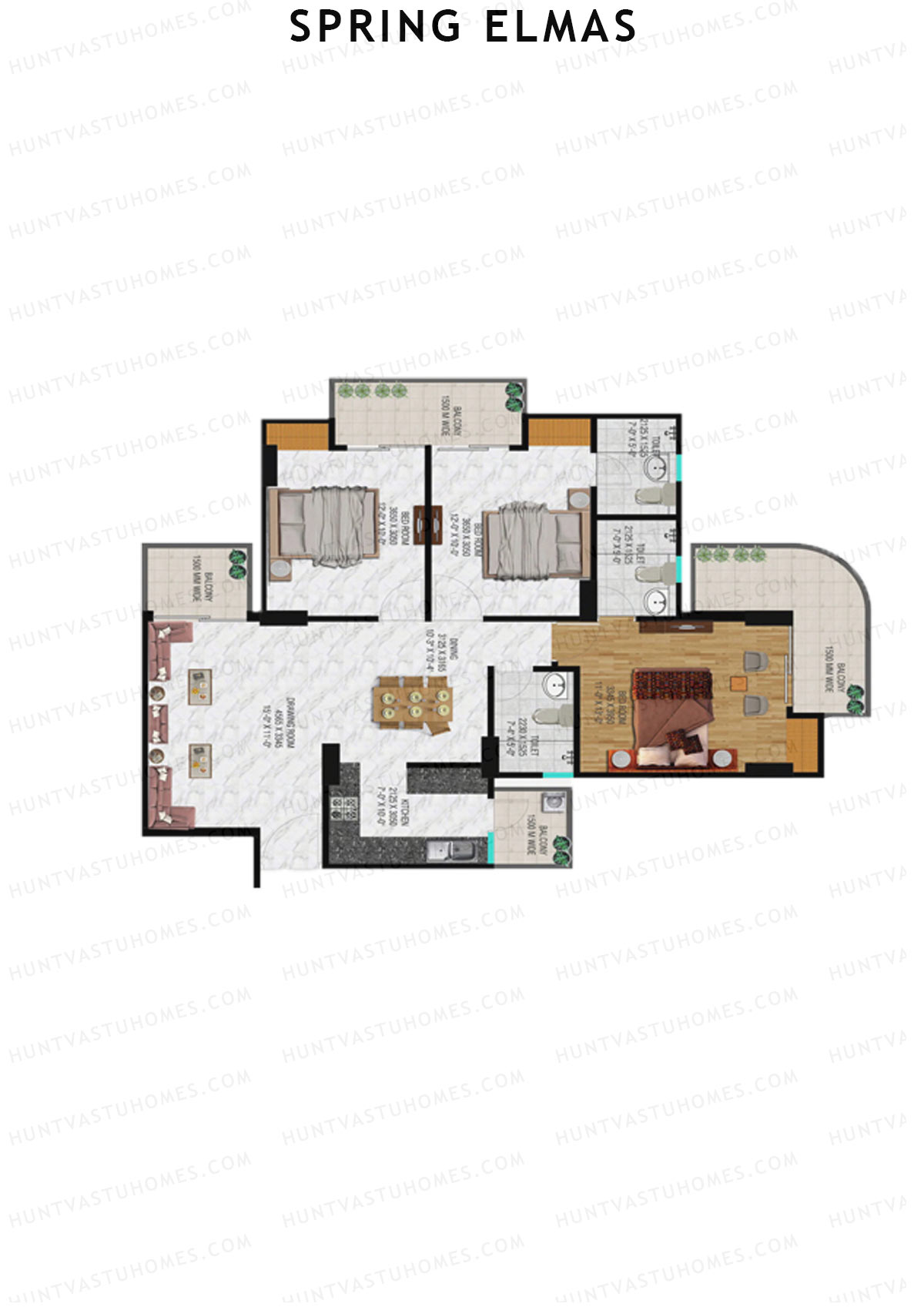 Spring Elmas Tower D Unit 4 (Type 5) Floor Plan
