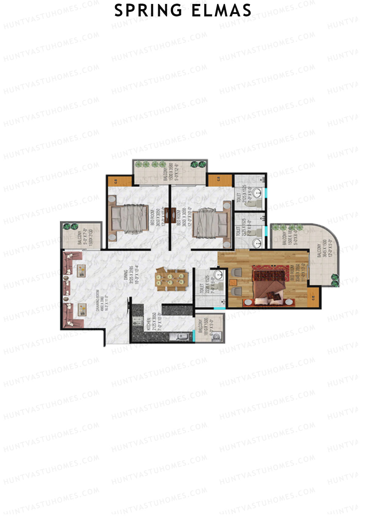 Spring Elmas Tower E Unit 4 (Type 3) Floor Plan