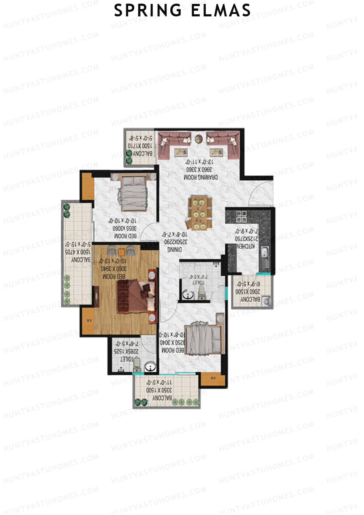 Spring Elmas Tower F Unit 2 (Type 6) Floor Plan