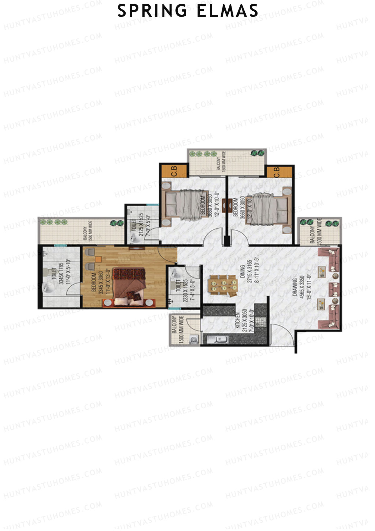 Spring Elmas Tower G Unit 3 (Type 4) Floor Plan