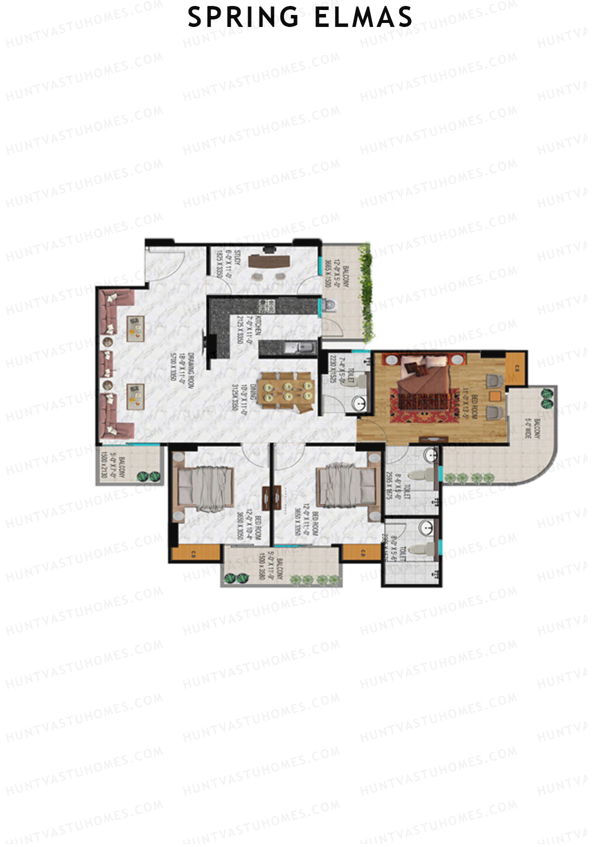 Spring Elmas Tower H Unit 1 (Type 2) Floor Plan