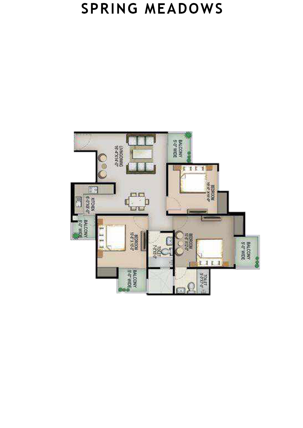 Spring Meadows Tower A Unit 1 Floor Plan