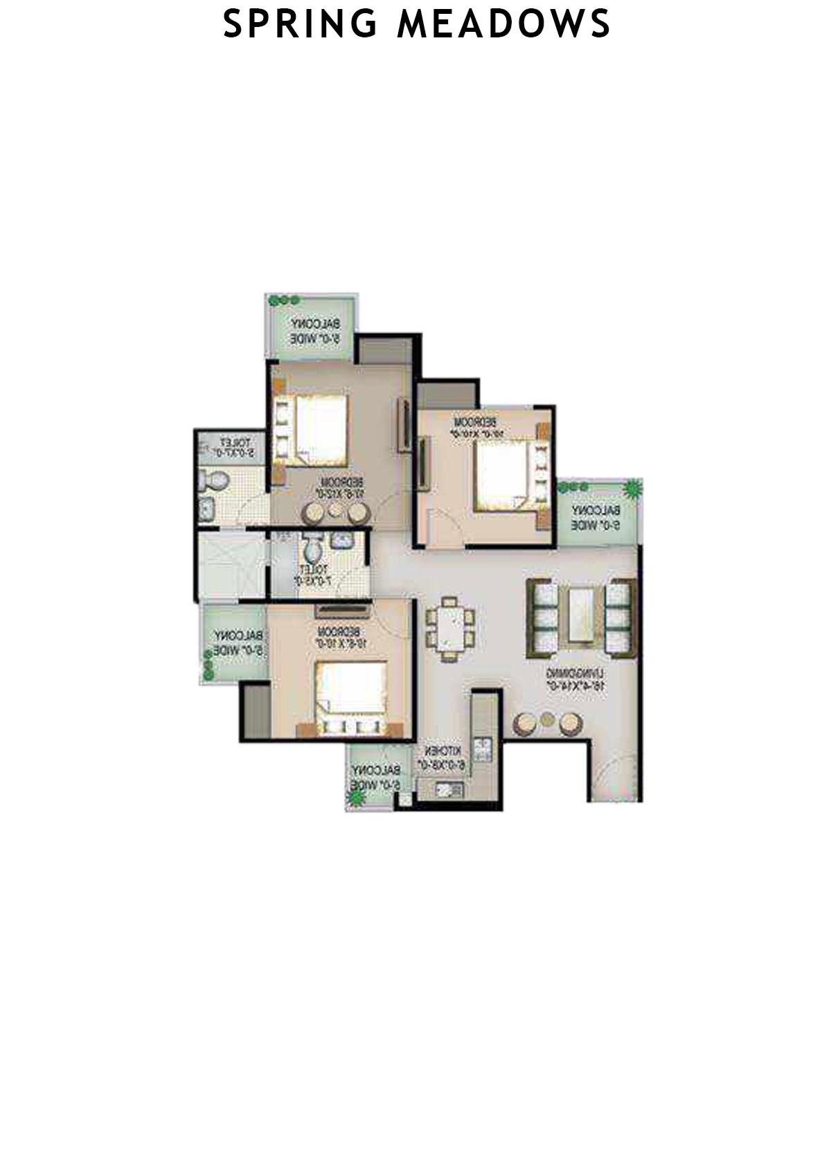 Spring Meadows Tower D1 Unit 1 Floor Plan