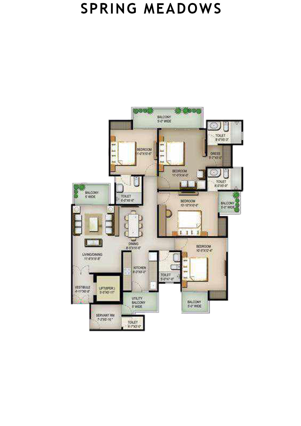 Spring Meadows Tower D1 Unit 3 Floor Plan