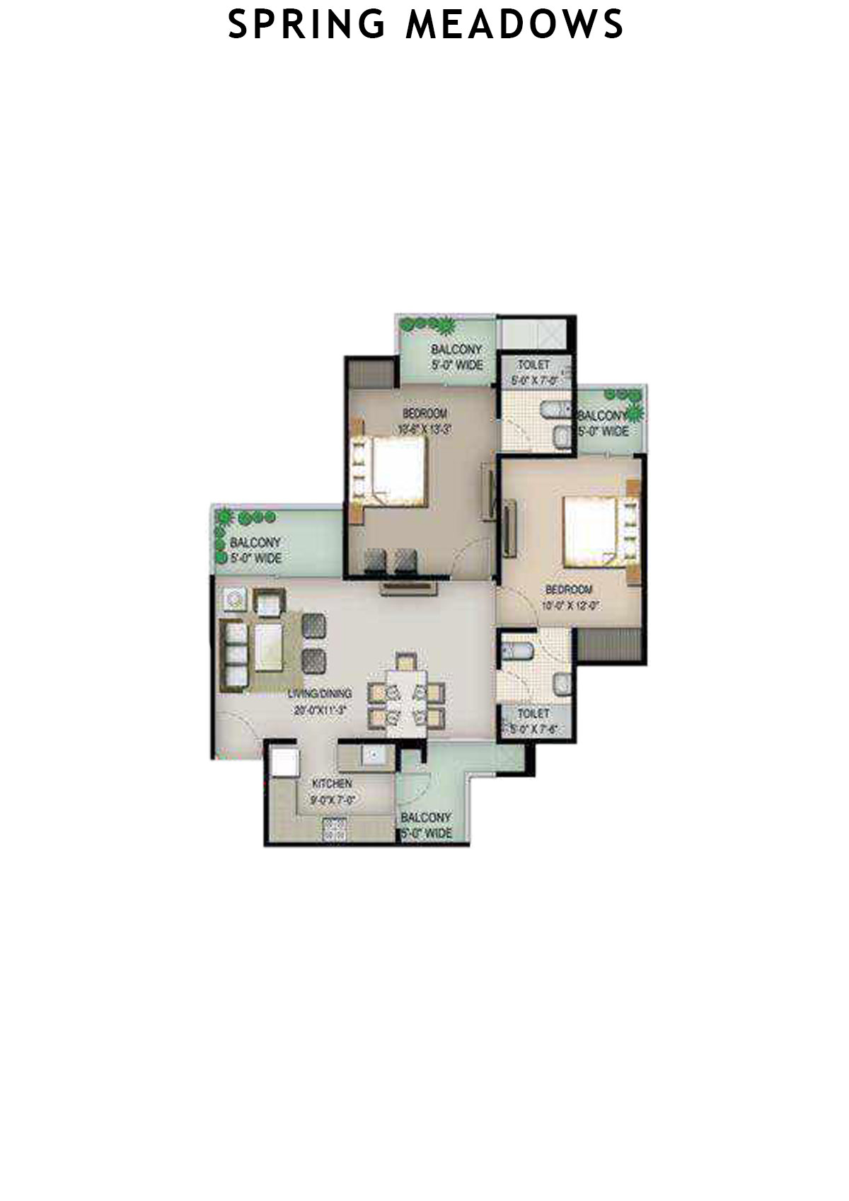 Spring Meadows Tower D2 Unit 1 Floor Plan