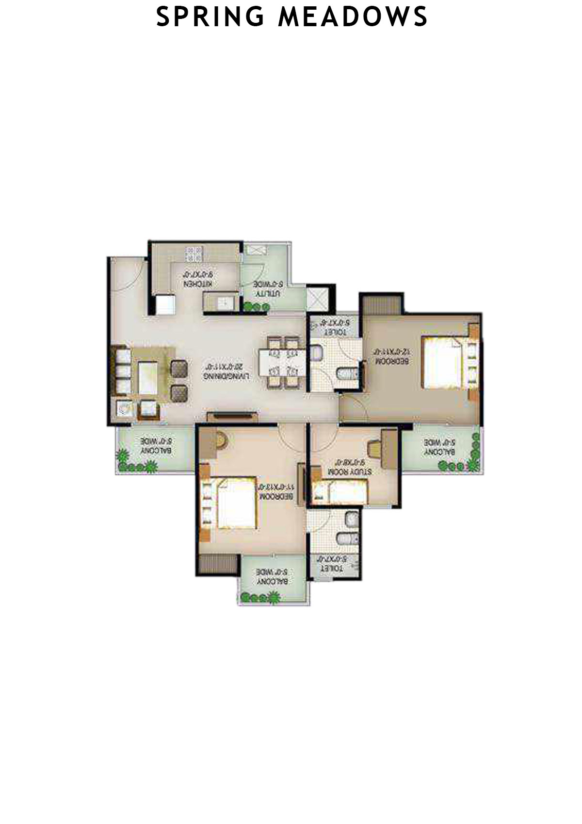 Spring Meadows Tower D2 Unit 3 Floor Plan