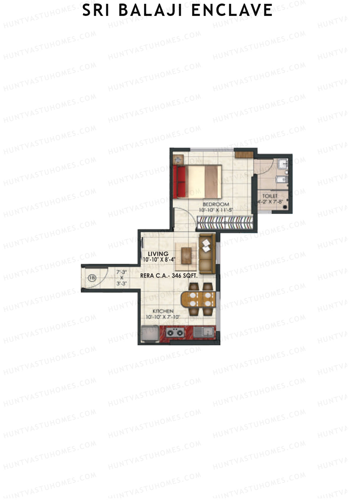 Sri Balaji Enclave Tower 1 Unit 1B Floor Plan