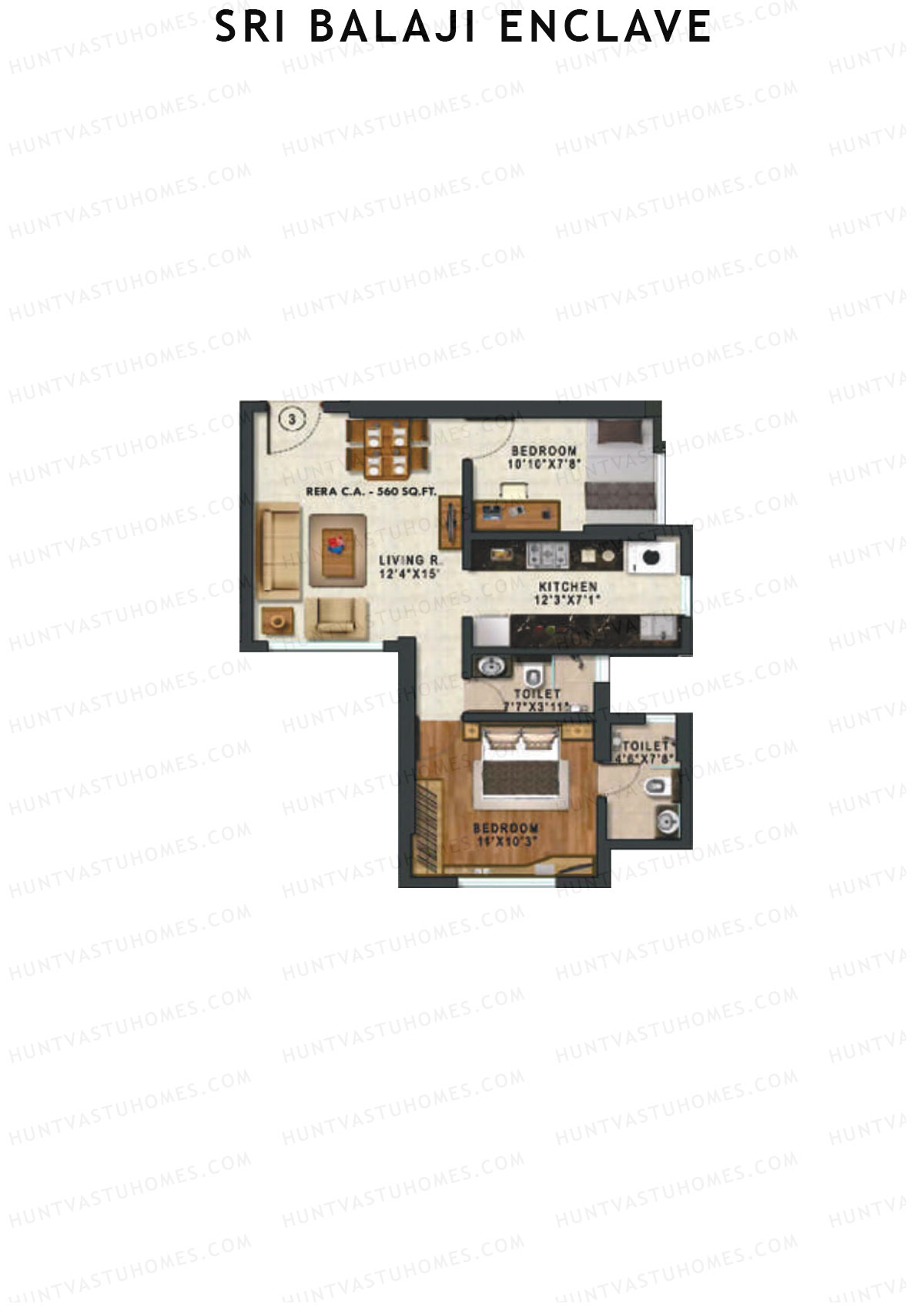 Sri Balaji Enclave Tower 1 Unit 3 Floor Plan