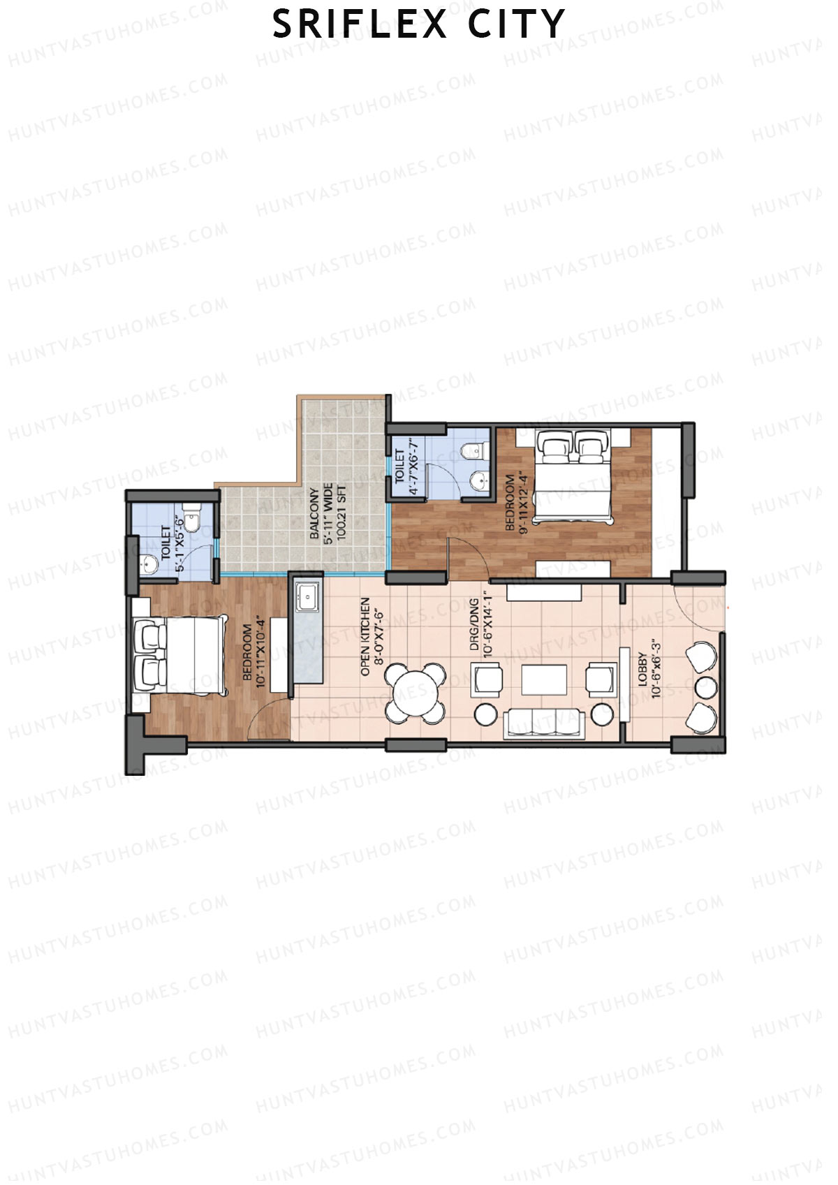 Sriflex City Tower 2 Unit 3 (Type 1) Floor Plan