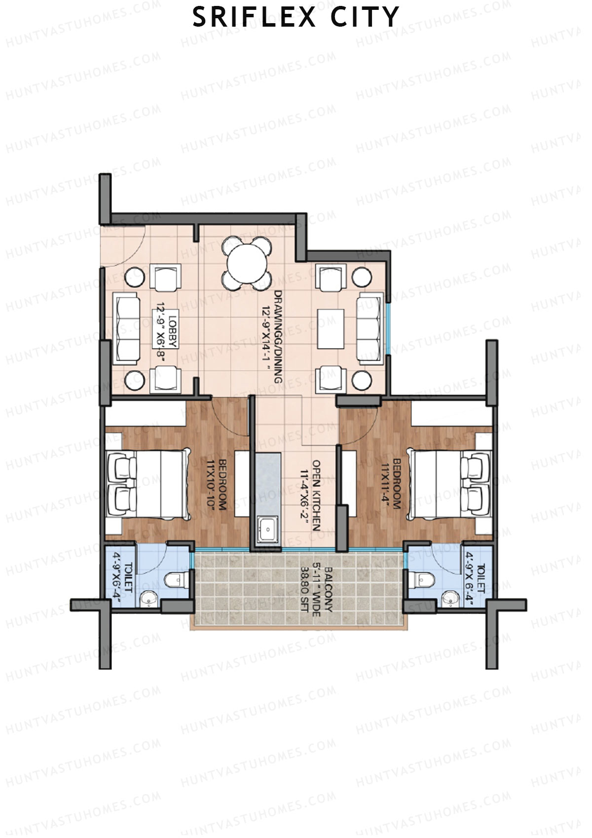 Sriflex City Tower 3 Unit 10 (Type 3) Floor Plan