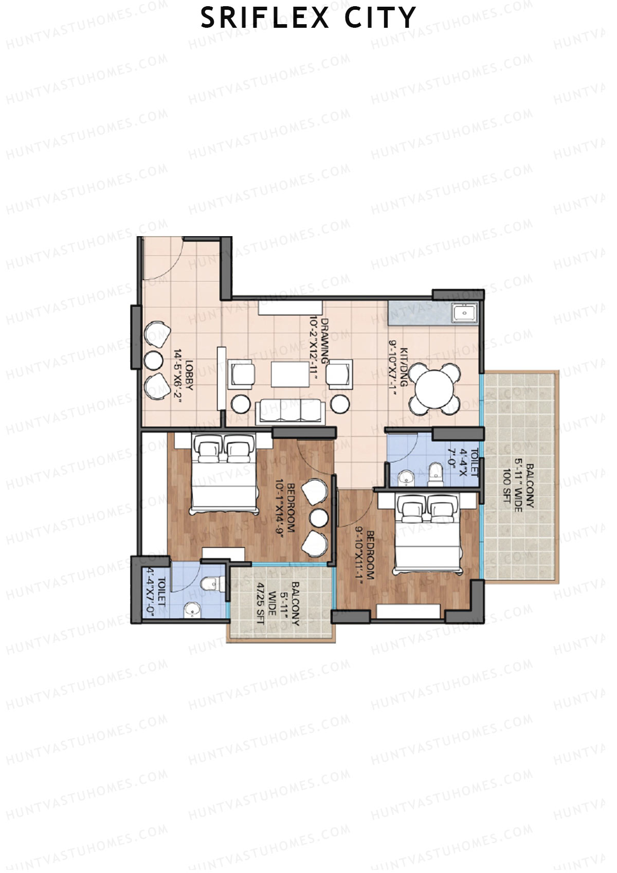 Sriflex City Tower 3 Unit 9 (Type 2) Floor Plan