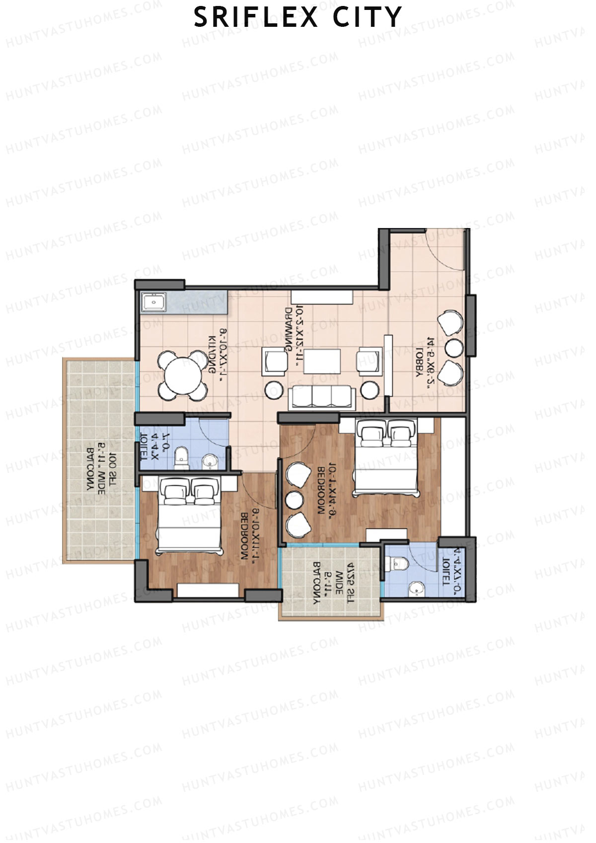 Sriflex City Tower 6 Unit 1 (Type 2) Floor Plan