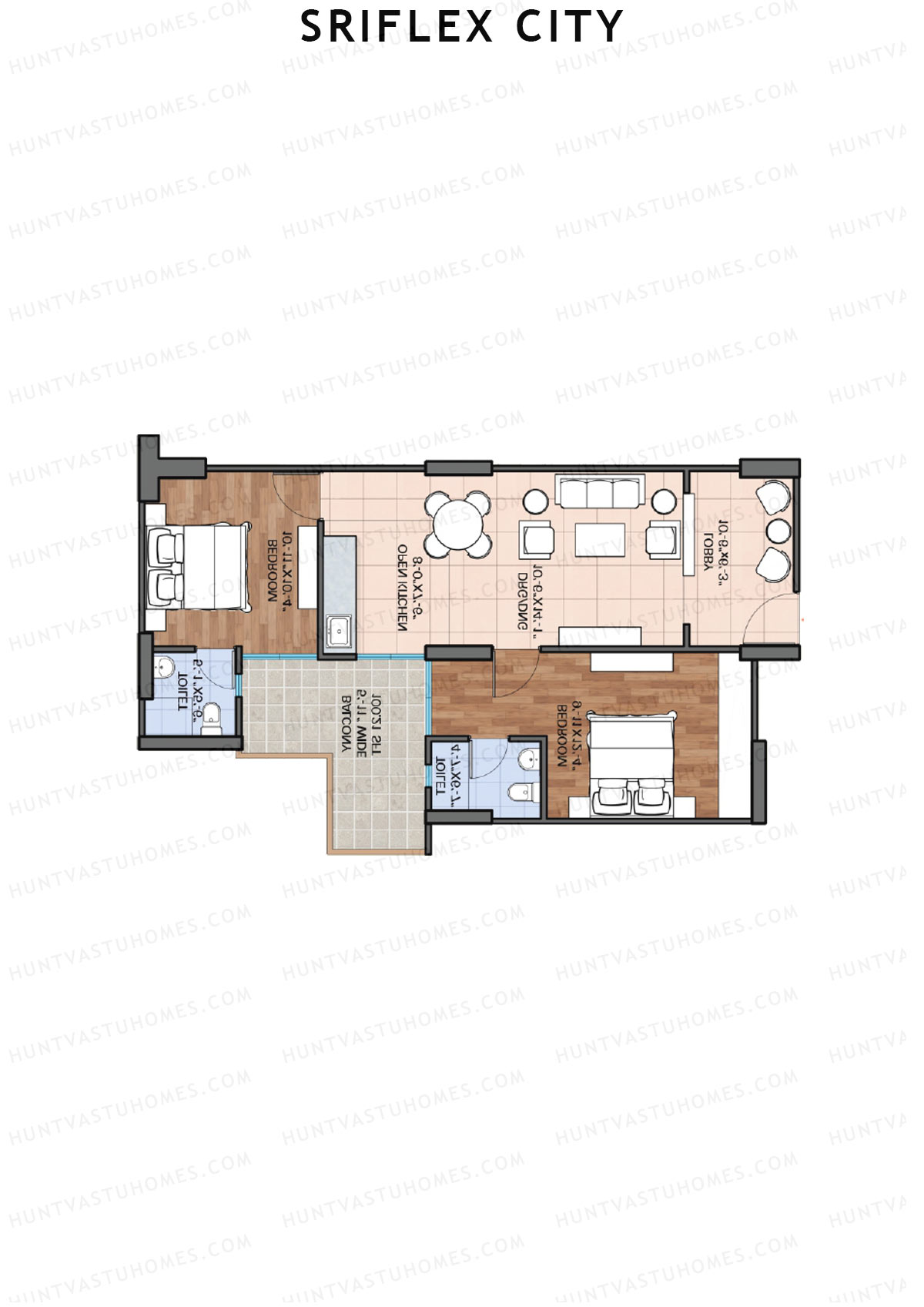 Sriflex City Tower 6 Unit 2 (Type 1) Floor Plan
