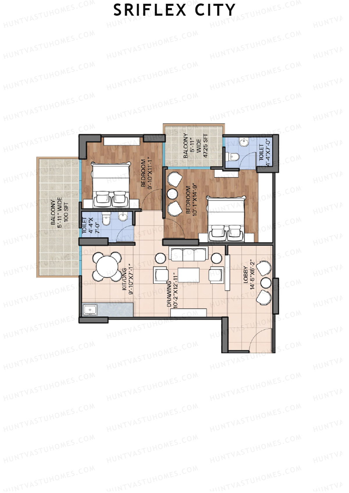 Sriflex City Tower 6 Unit 4 (Type 2) Floor Plan