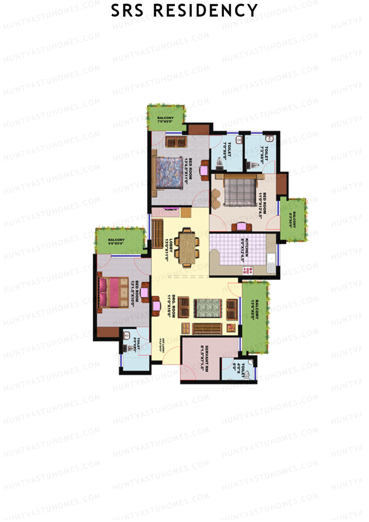 SRS Residency Tower A1 Unit 2 Floor Plan