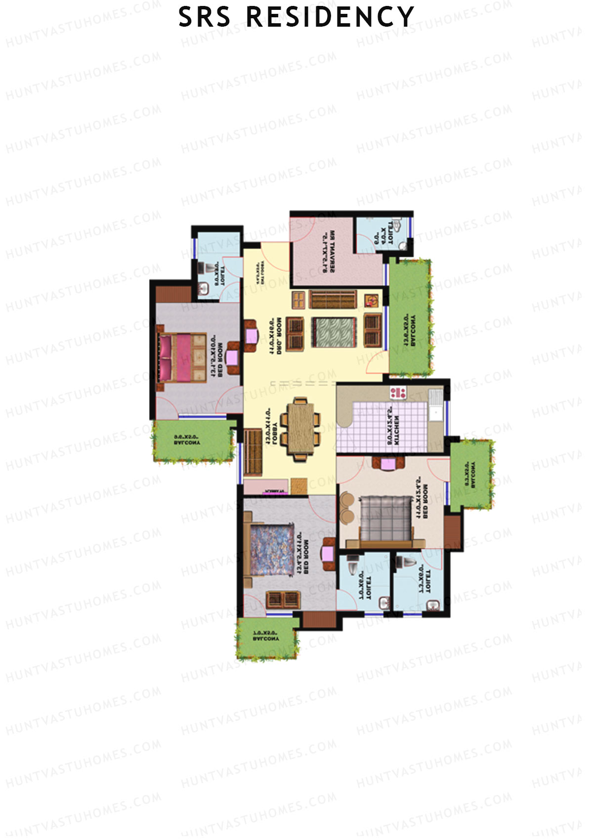 SRS Residency Tower A1 Unit 3 Floor Plan