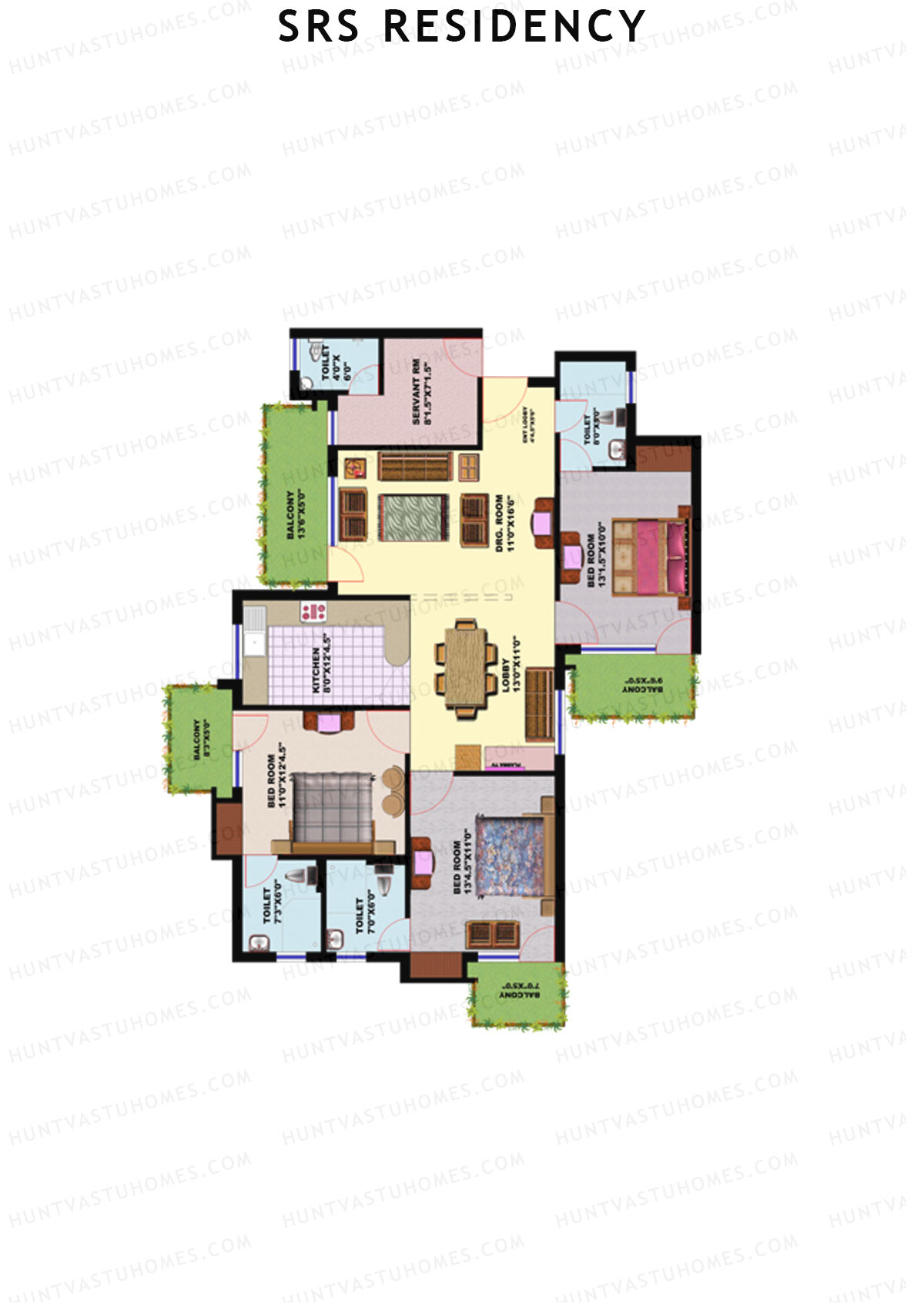SRS Residency Tower A1 Unit 5 Floor Plan