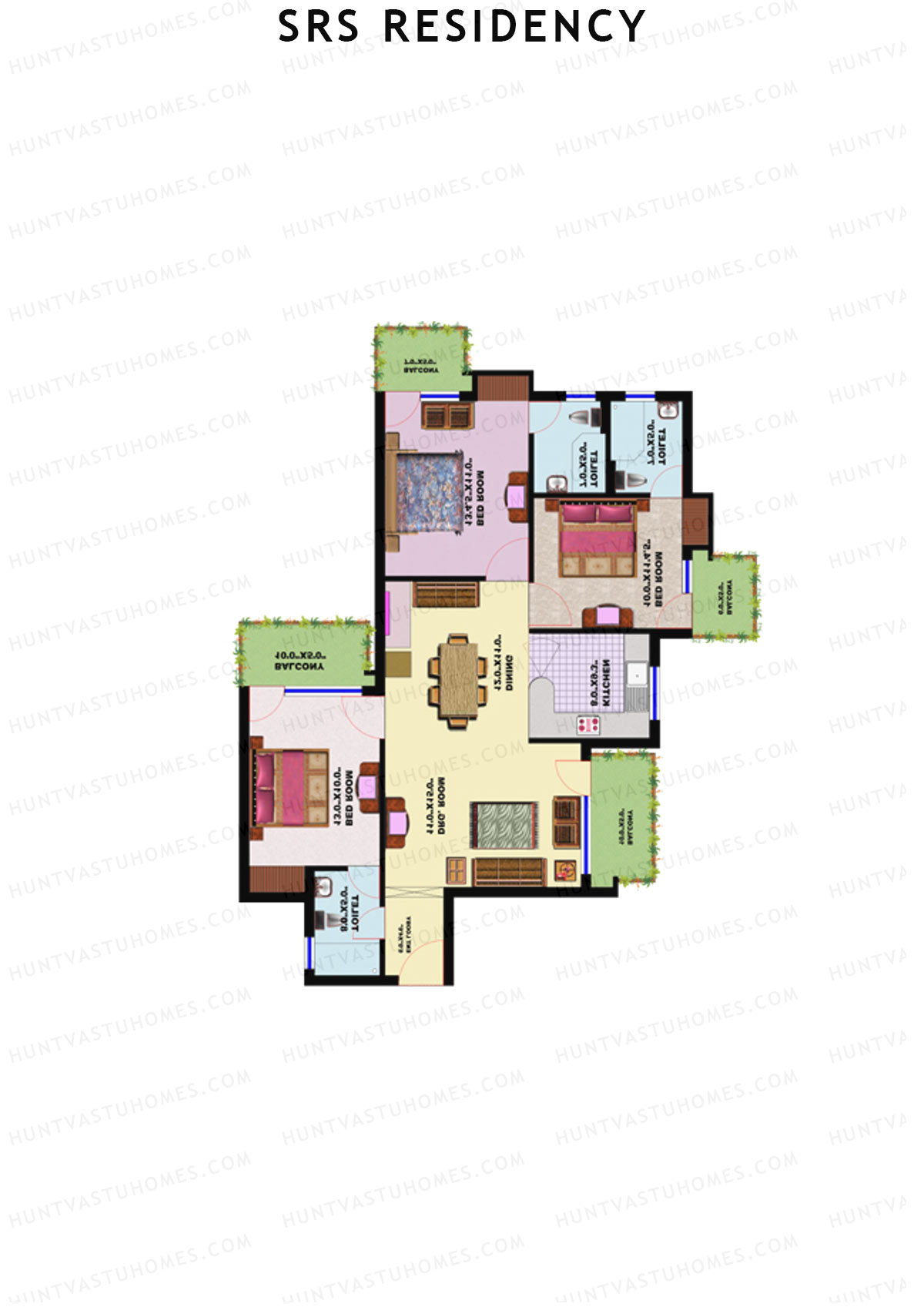 SRS Residency Tower B1 Unit 1 Floor Plan