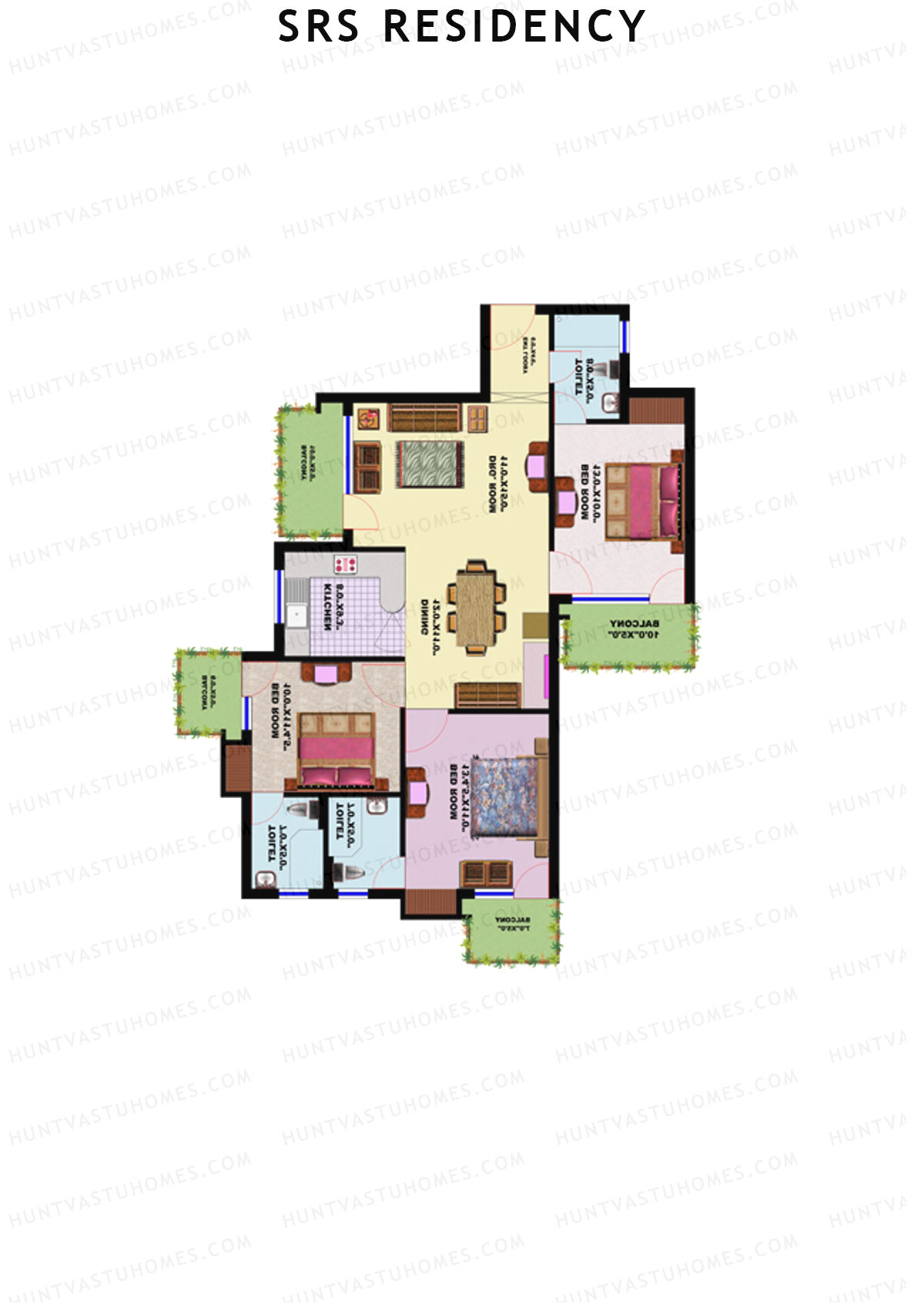 SRS Residency Tower B1 Unit 4 Floor Plan