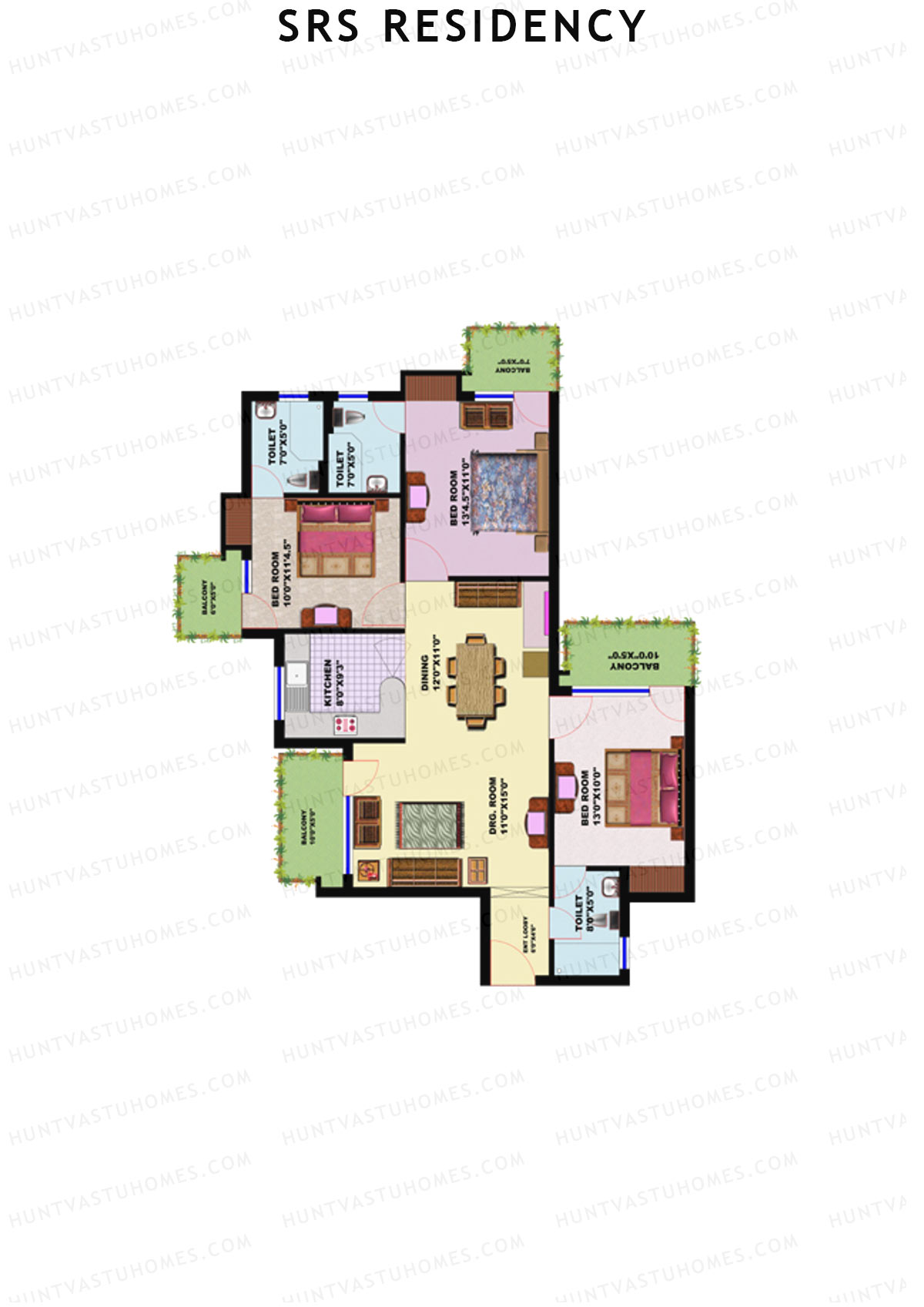 SRS Residency Tower B1 Unit 5 Floor Plan