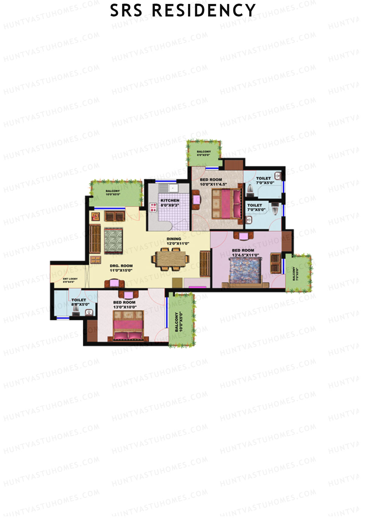 SRS Residency Tower B2 Unit 2 Floor Plan