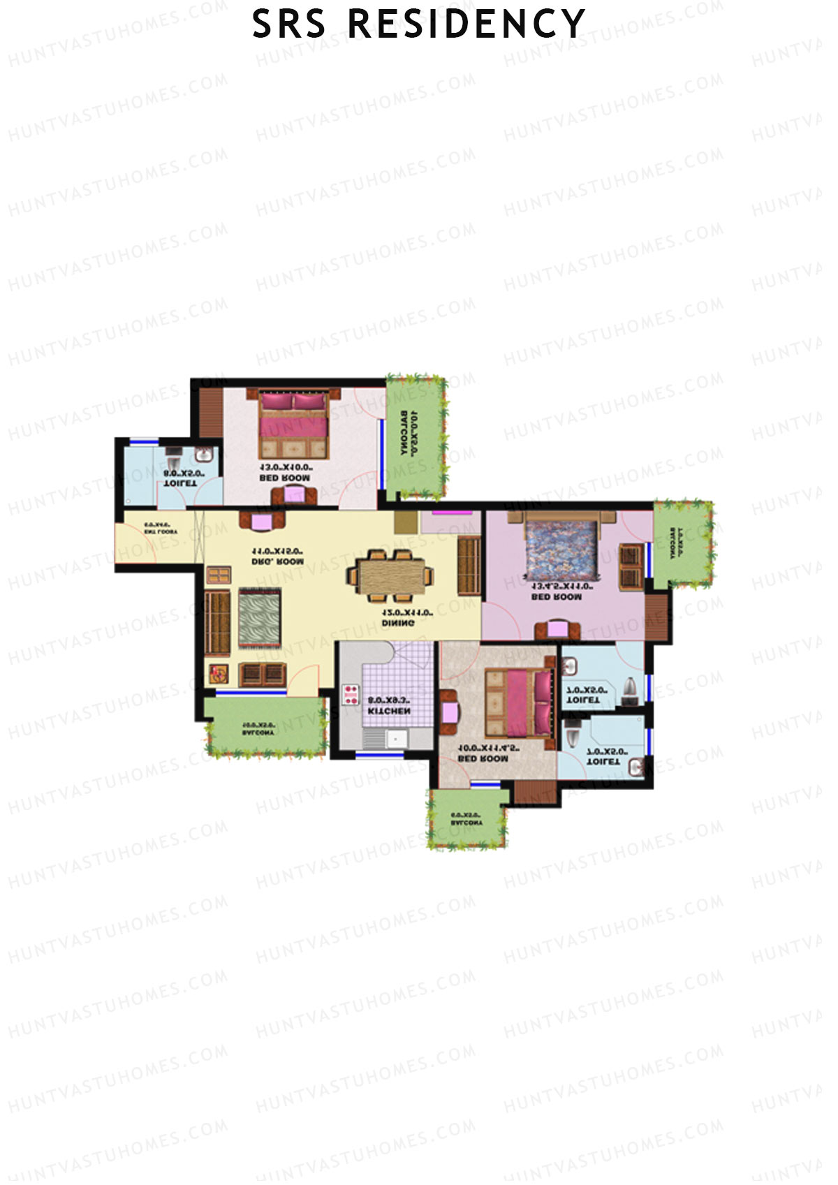 SRS Residency Tower B2 Unit 3 Floor Plan