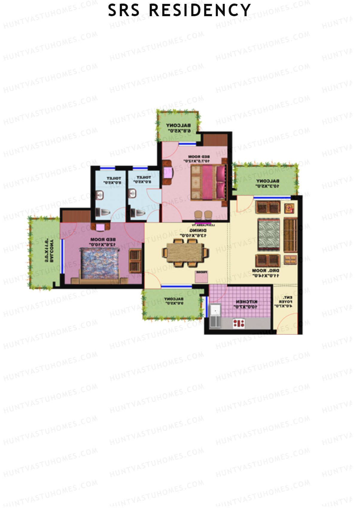 SRS Residency Tower C1 Unit 3 Floor Plan