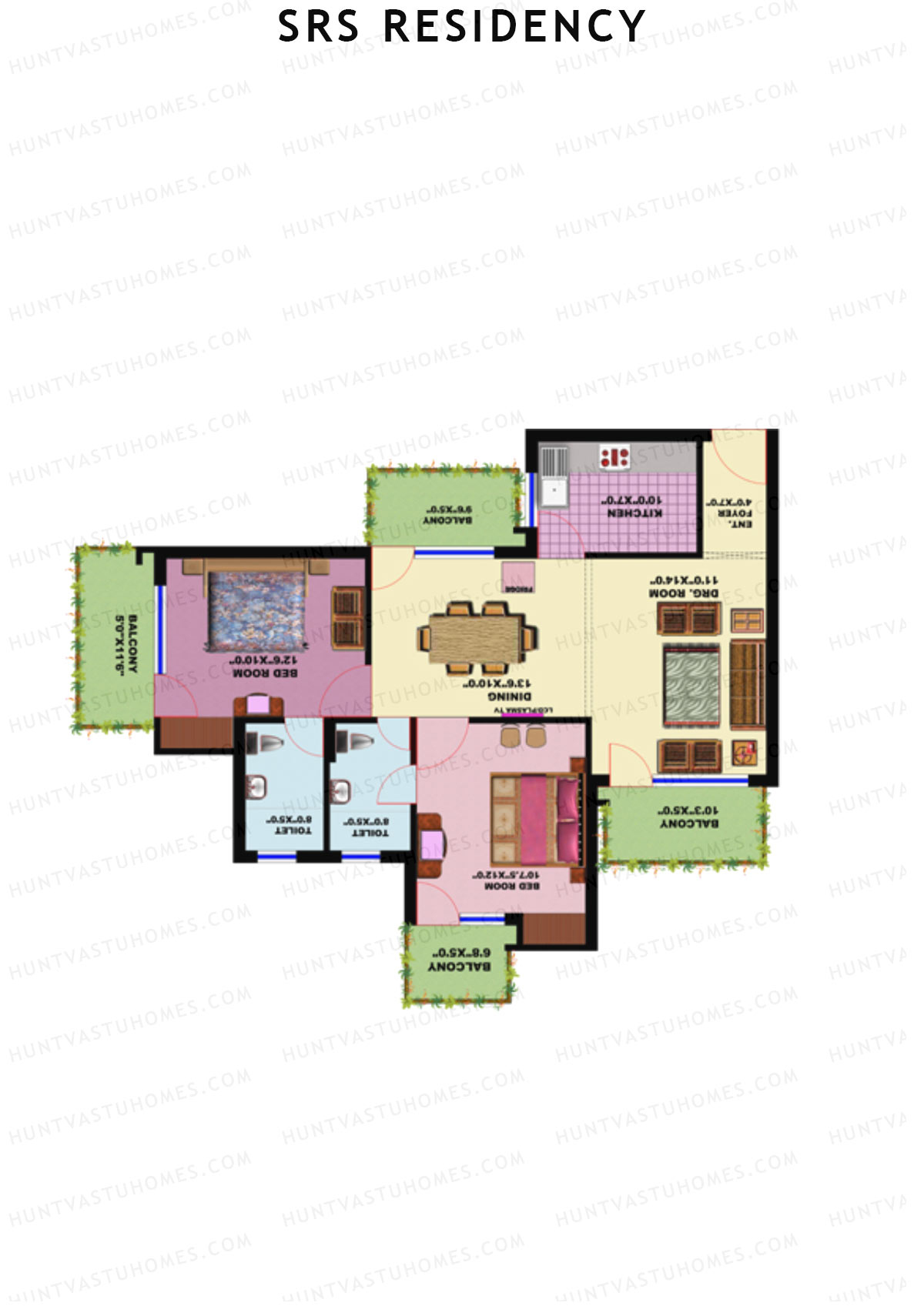 SRS Residency Tower C1 Unit 6 Floor Plan