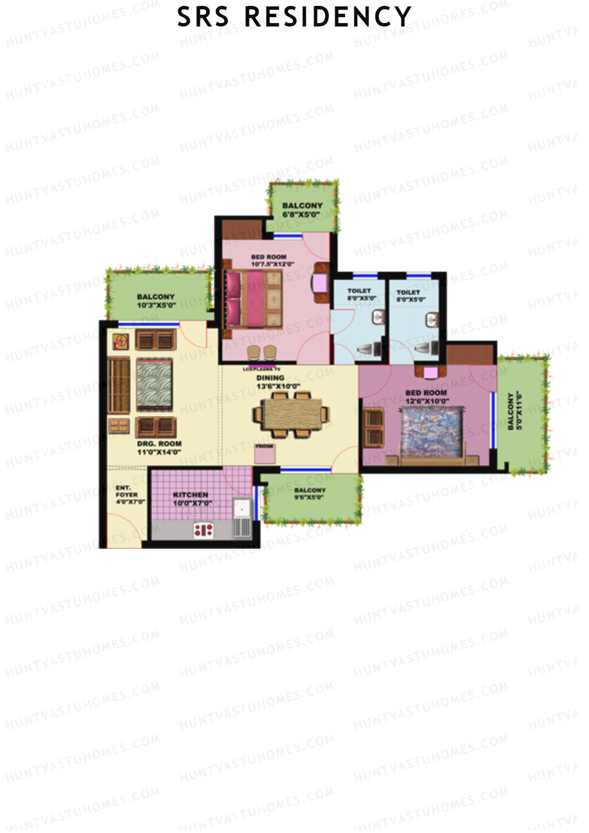 SRS Residency Tower C7 Unit 2 Floor Plan