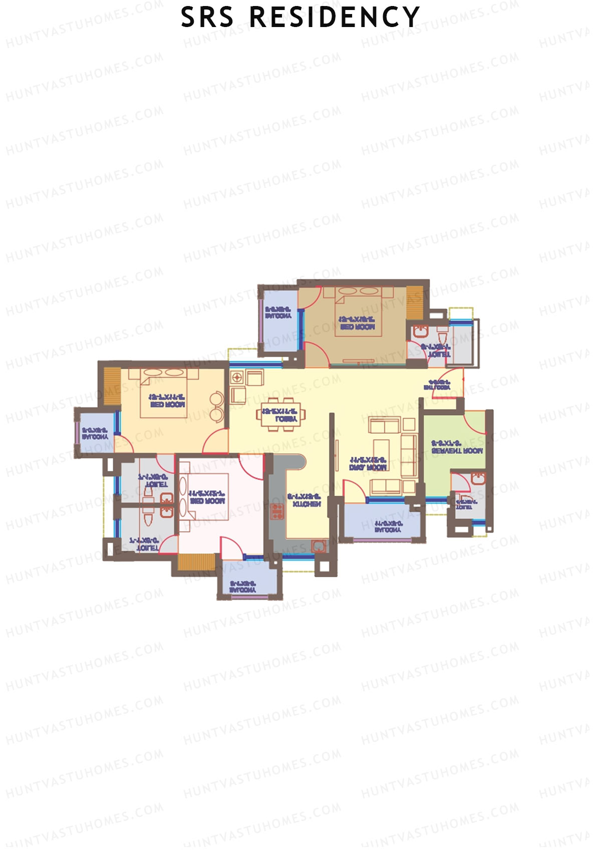 SRS Residency Tower D Unit 1 Floor Plan
