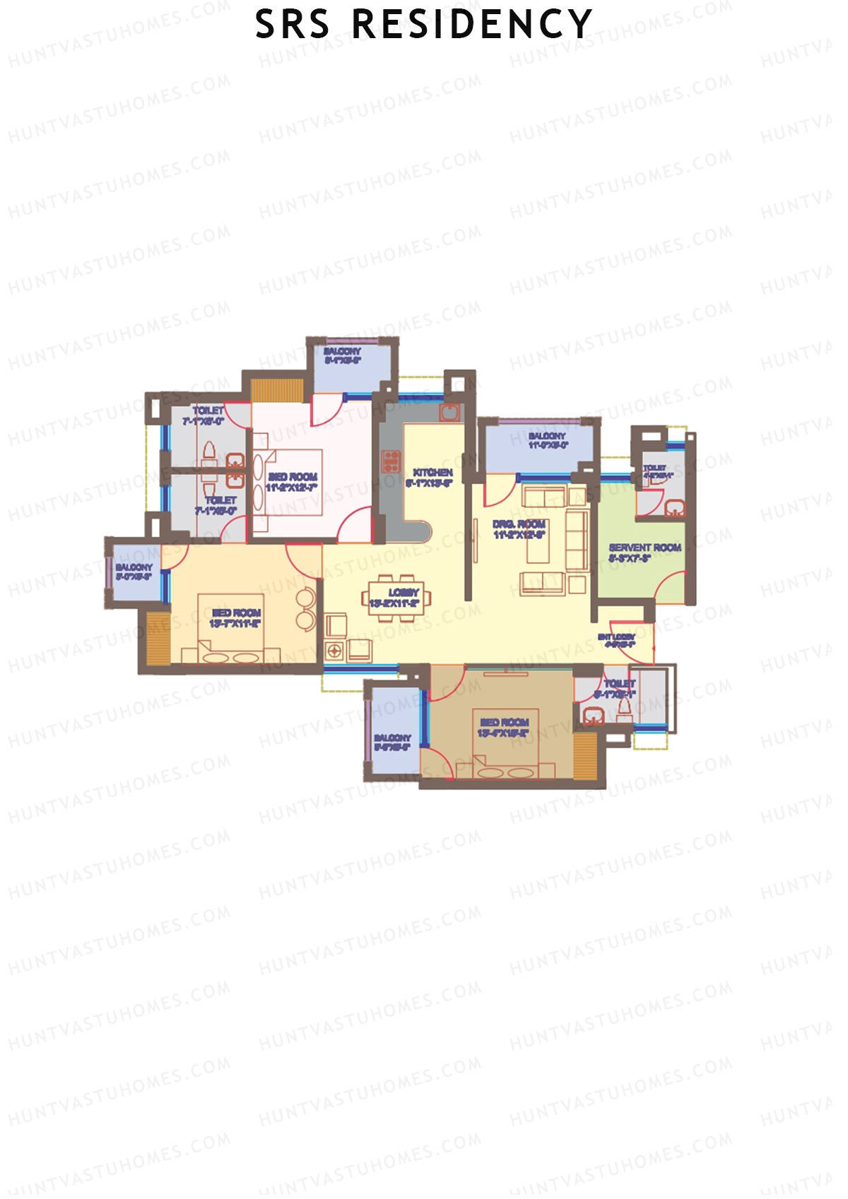 SRS Residency Tower D Unit 2 Floor Plan