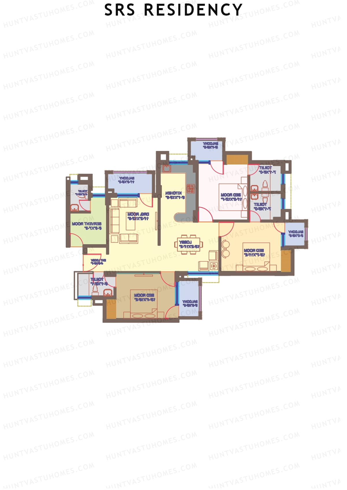 SRS Residency Tower D Unit 3 Floor Plan