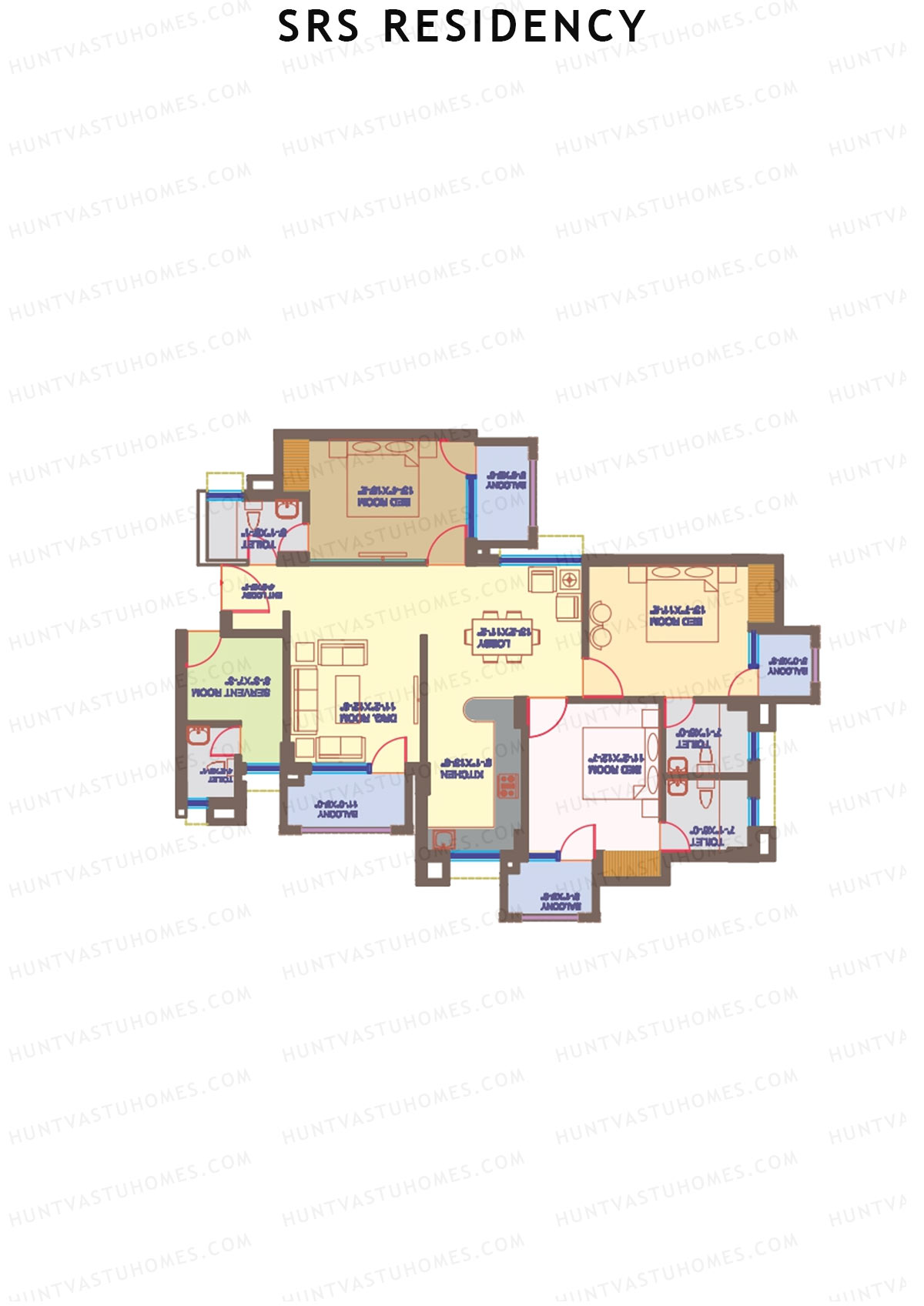 SRS Residency Tower D Unit 4 Floor Plan