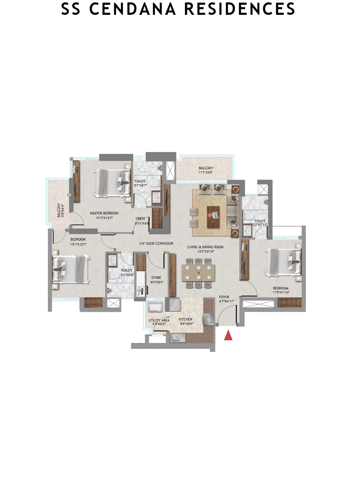 SS Cendana Residences Tower 2 Unit 1 Floor Plan