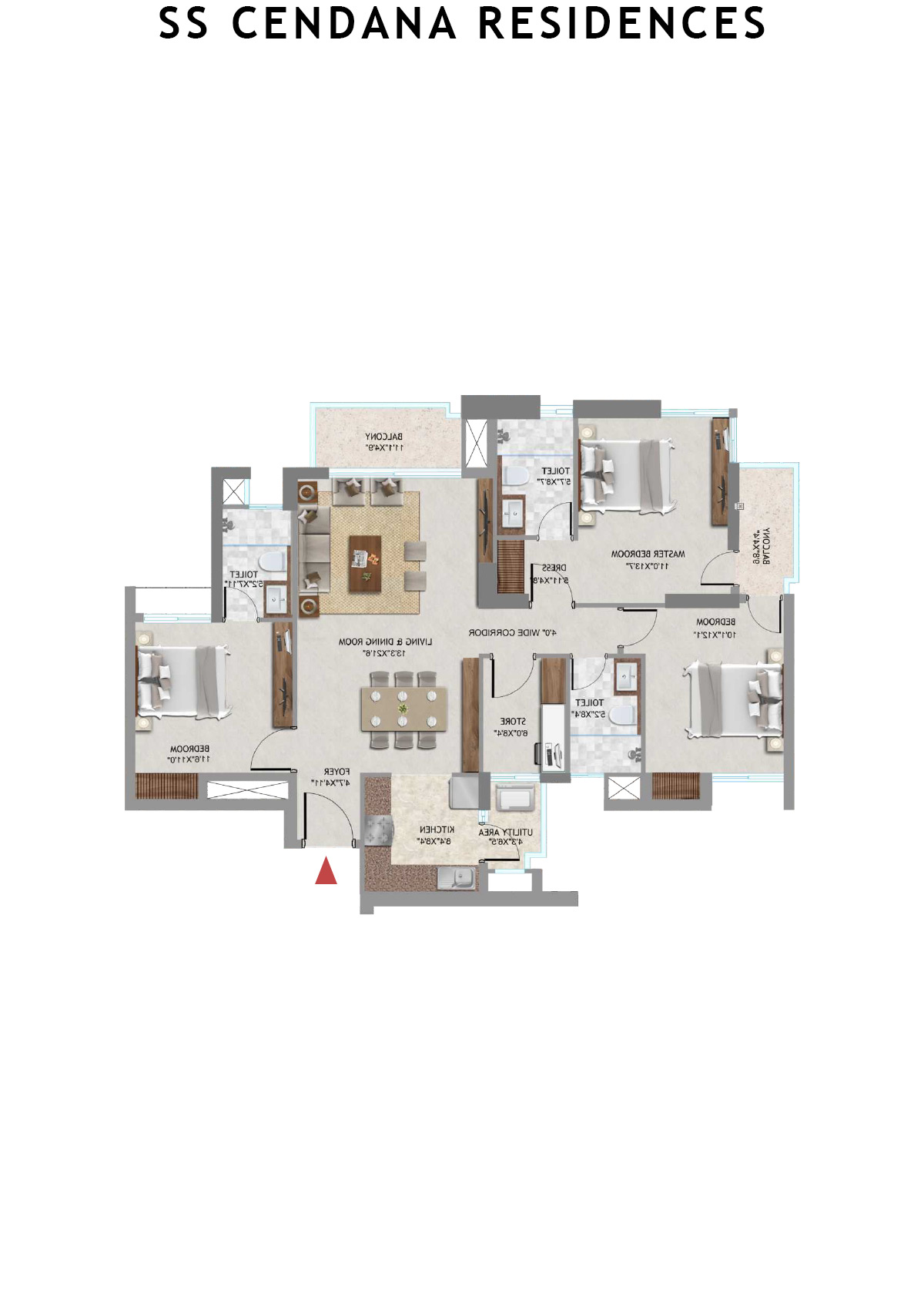 SS Cendana Residences Tower 2 Unit 2 Floor Plan