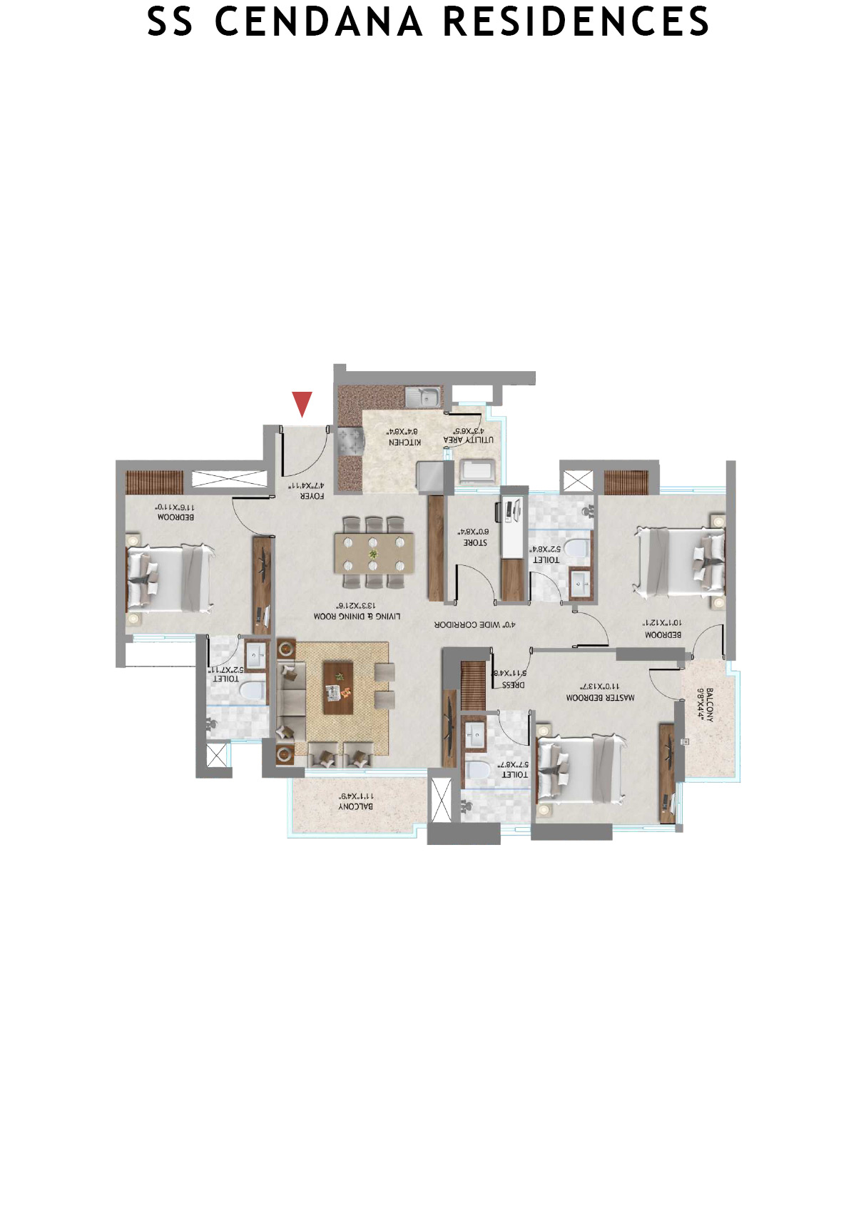 SS Cendana Residences Tower 2 Unit 3 Floor Plan
