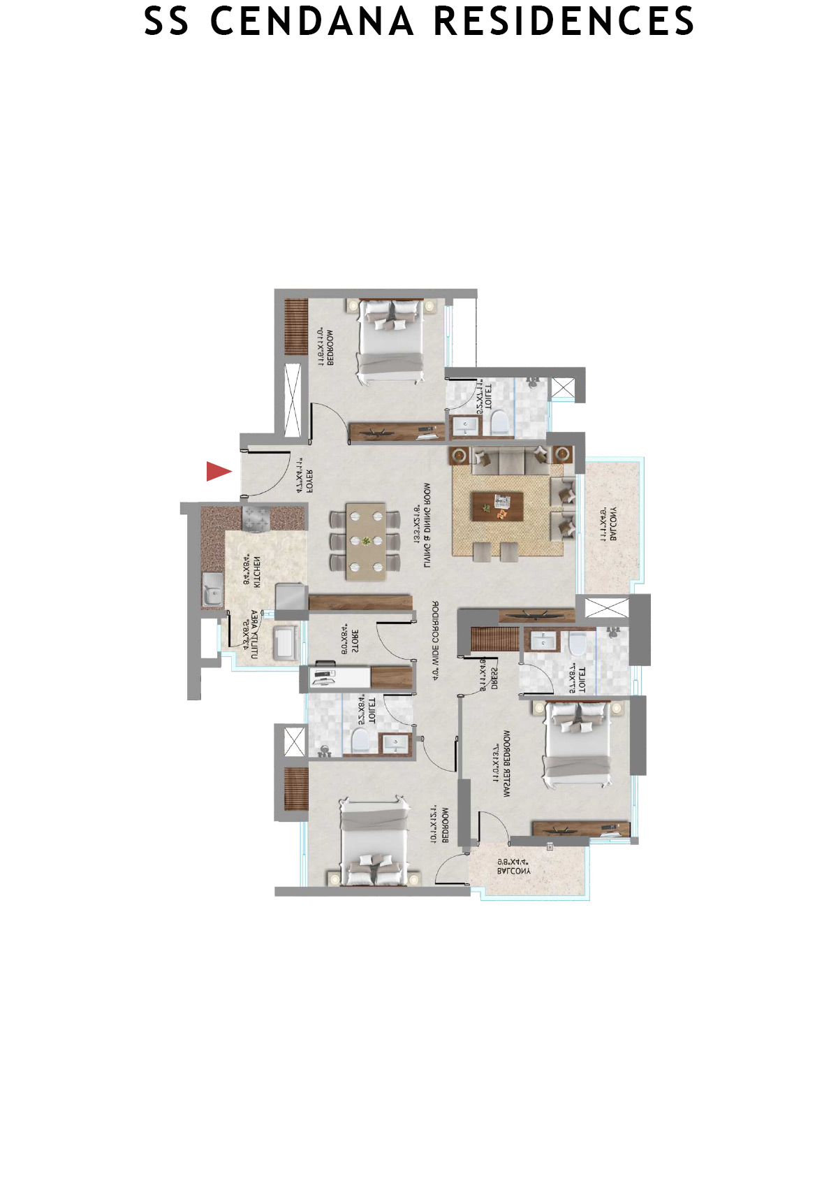 SS Cendana Residences Tower 3 Unit 2 Floor Plan