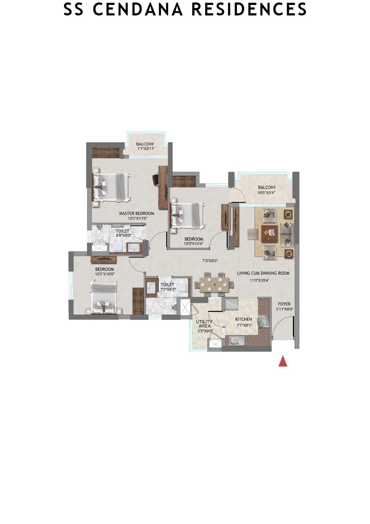 SS Cendana Residences Tower 8 Unit 2 Floor Plan